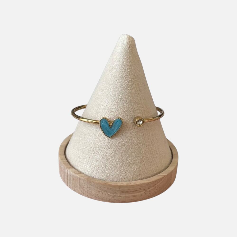 Blue Heart Open Cuff Bracelet